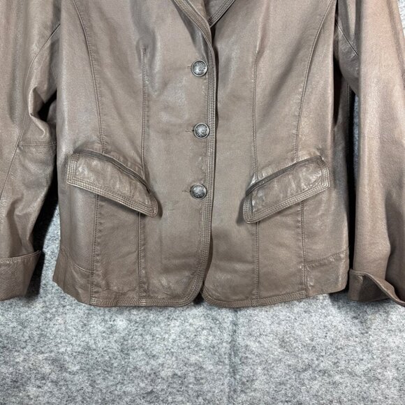 DANIER Women's Tan Leather Jacket - Picture 2 of 14